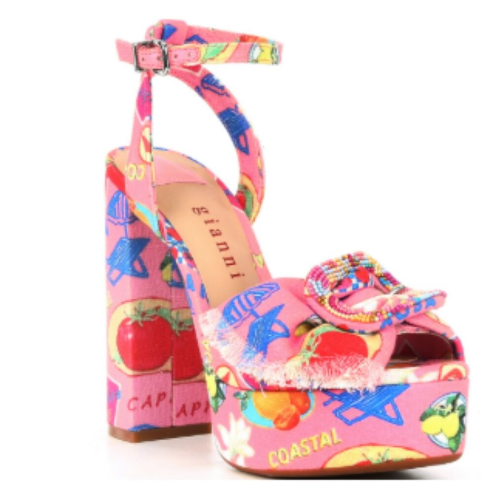 Gianni Bini Pink Multicolor Platform Shoes - Picture 1 of 7